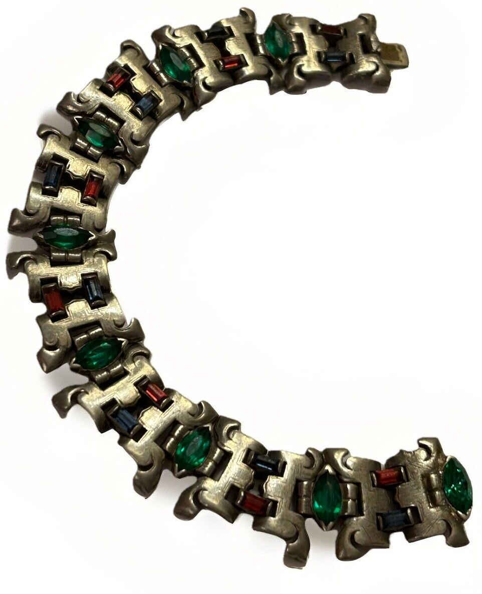 Ultra Rare 1930’s Trifari Jewels of India Rhinestone Bracelet Philippe - Vintage Jewelry Collective