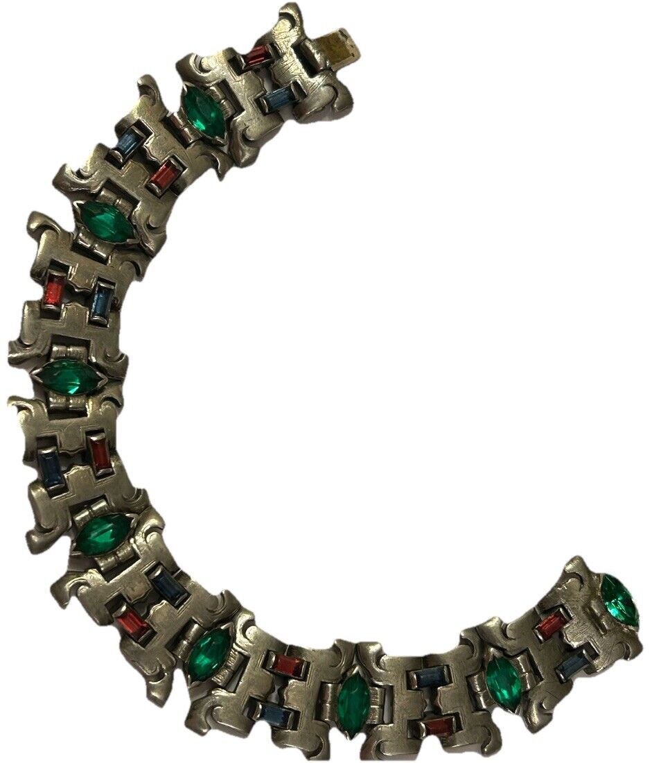 Ultra Rare 1930’s Trifari Jewels of India Rhinestone Bracelet Philippe - Vintage Jewelry Collective