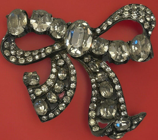 Vintage Eisenberg Massive Bow Brooch Pin Jewelry Sparkling Need Pin - Vintage Jewelry Collective