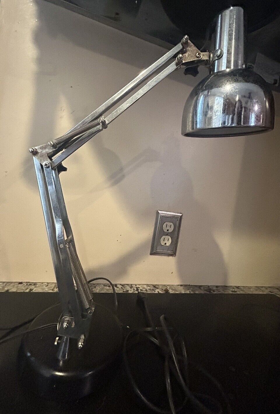 Vintage Mid Century Modern Chrome & Black Adjustable Metal Desk Lamp 1960's MCM - Vintage Jewelry Collective