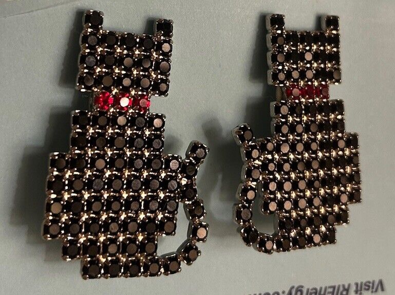 Rare Large 1980’s Dorothy Bauer Rhinestone Black Crystal Cat Clip Earrings - Vintage Jewelry Collective