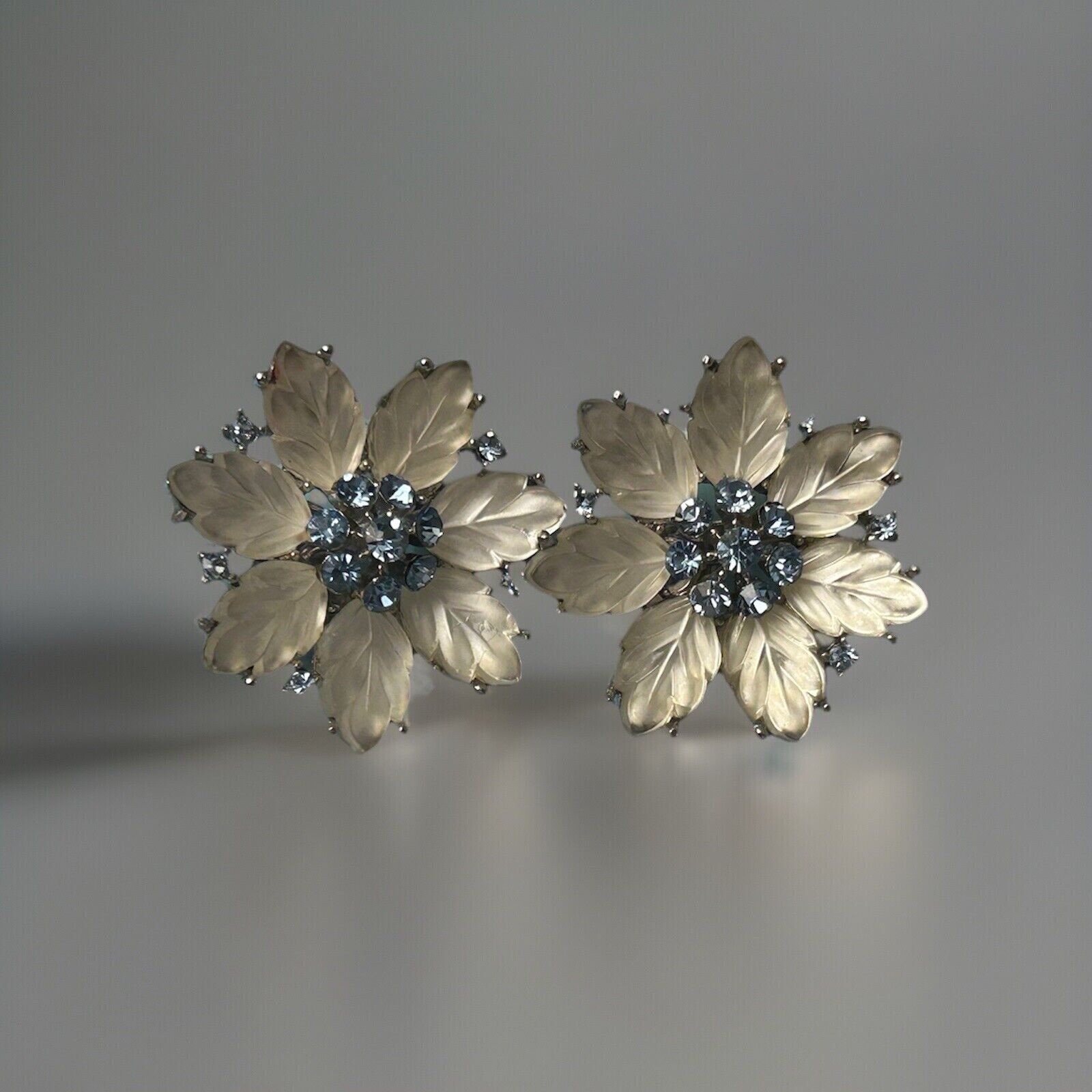 Vintage Crown TRIFARI Earrings Glass Fruit Salad Flower Leaf Rhinestone - Vintage Jewelry Collective