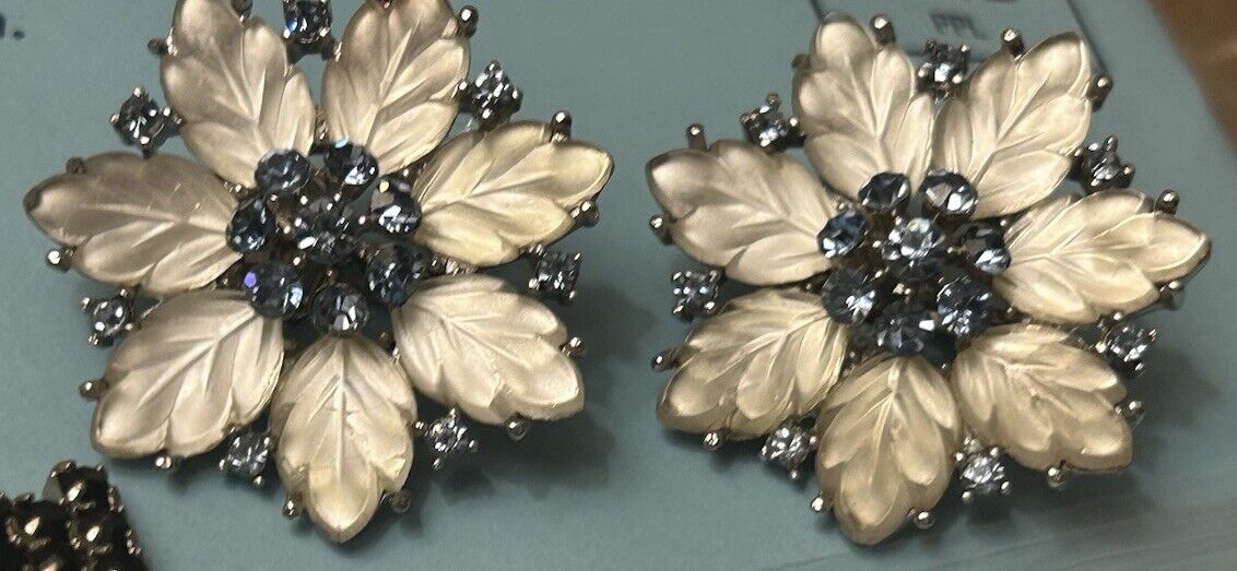 Vintage Crown TRIFARI Earrings Glass Fruit Salad Flower Leaf Rhinestone - Vintage Jewelry Collective