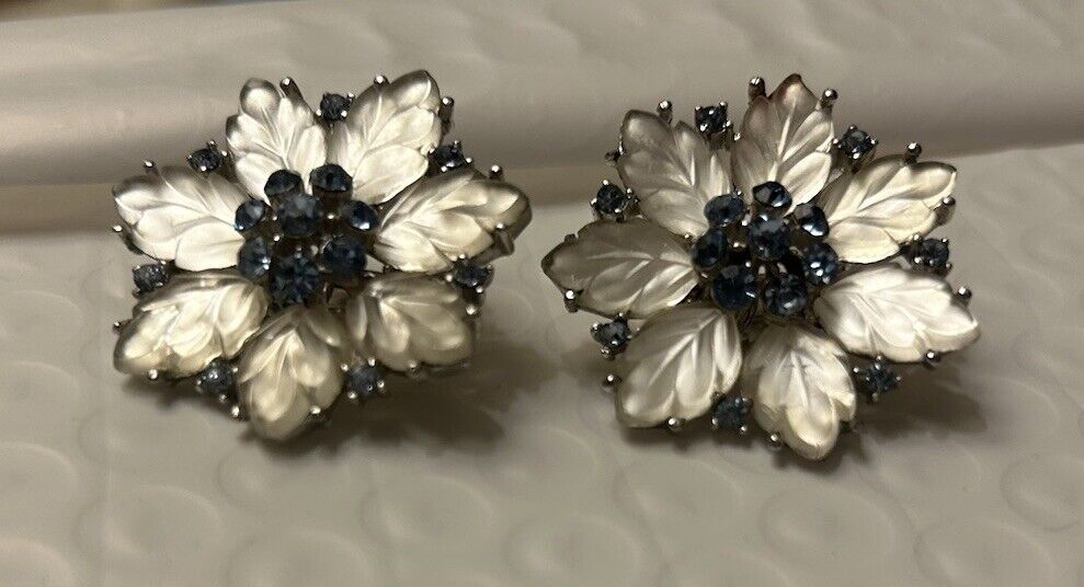 Vintage Crown TRIFARI Earrings Glass Fruit Salad Flower Leaf Rhinestone - Vintage Jewelry Collective