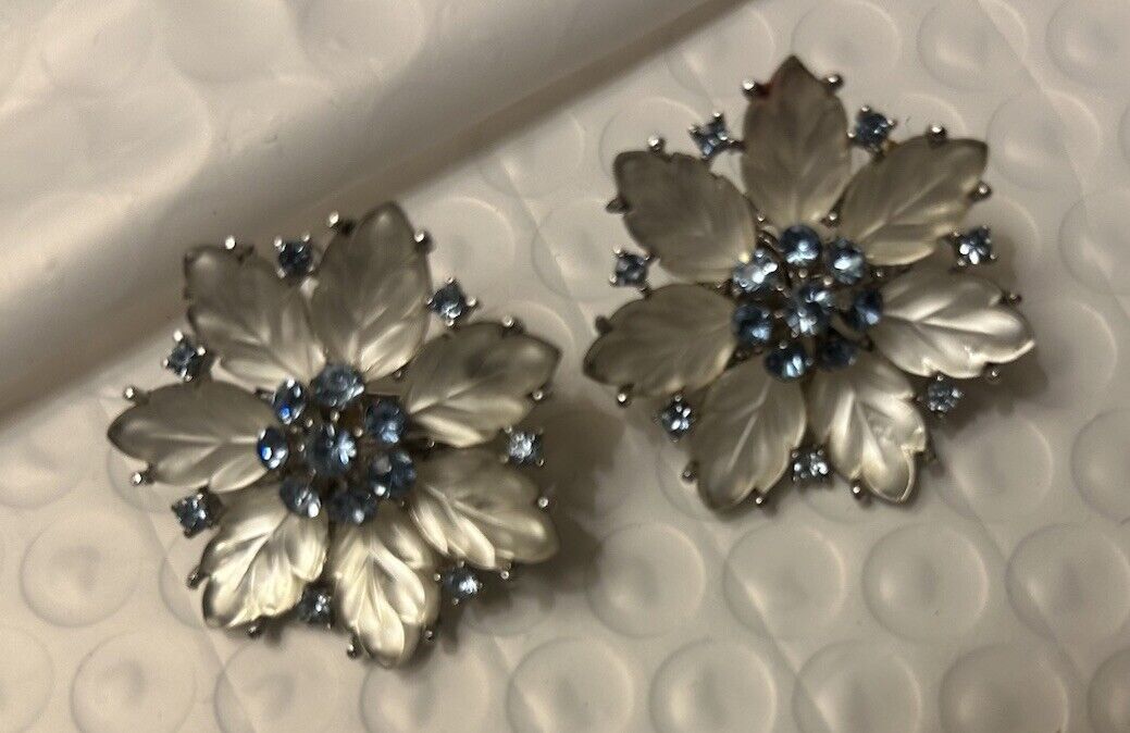 Vintage Crown TRIFARI Earrings Glass Fruit Salad Flower Leaf Rhinestone - Vintage Jewelry Collective