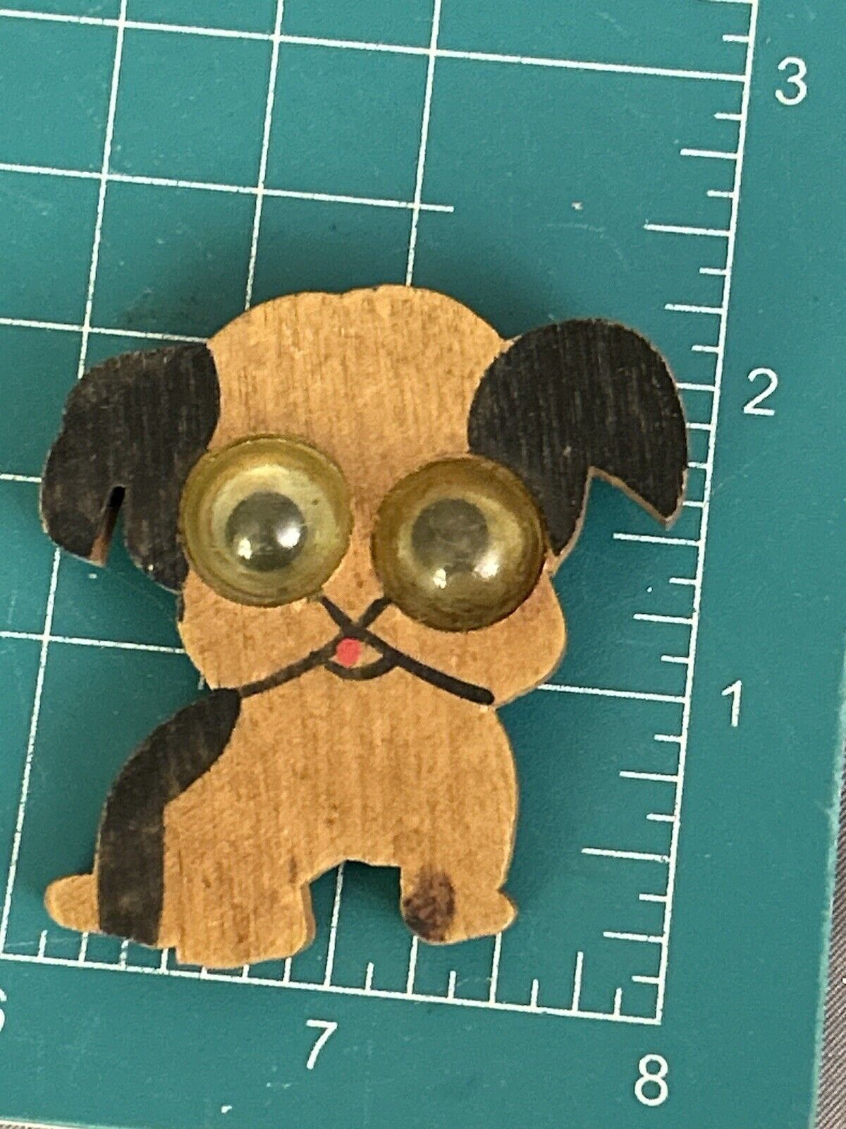 Vintage Wooden Google Eyes Dog Pin Brooch Figural 1930 40’s Cute Puppy - Vintage Jewelry Collective