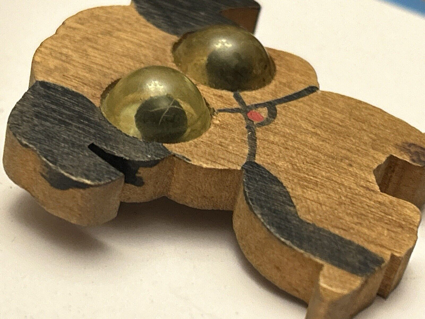 Vintage Wooden Google Eyes Dog Pin Brooch Figural 1930 40’s Cute Puppy - Vintage Jewelry Collective