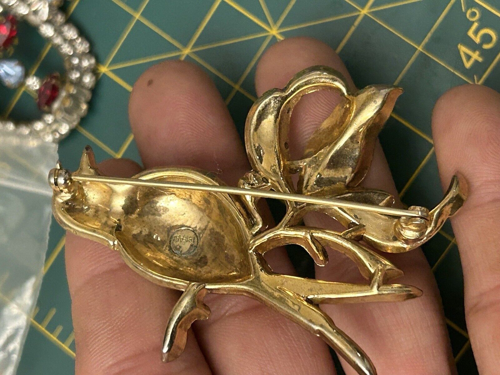 Vintage Trifari Brooch 1941 Alfred Philippe Bird Branch Rhinestone Figural Pin - Vintage Jewelry Collective