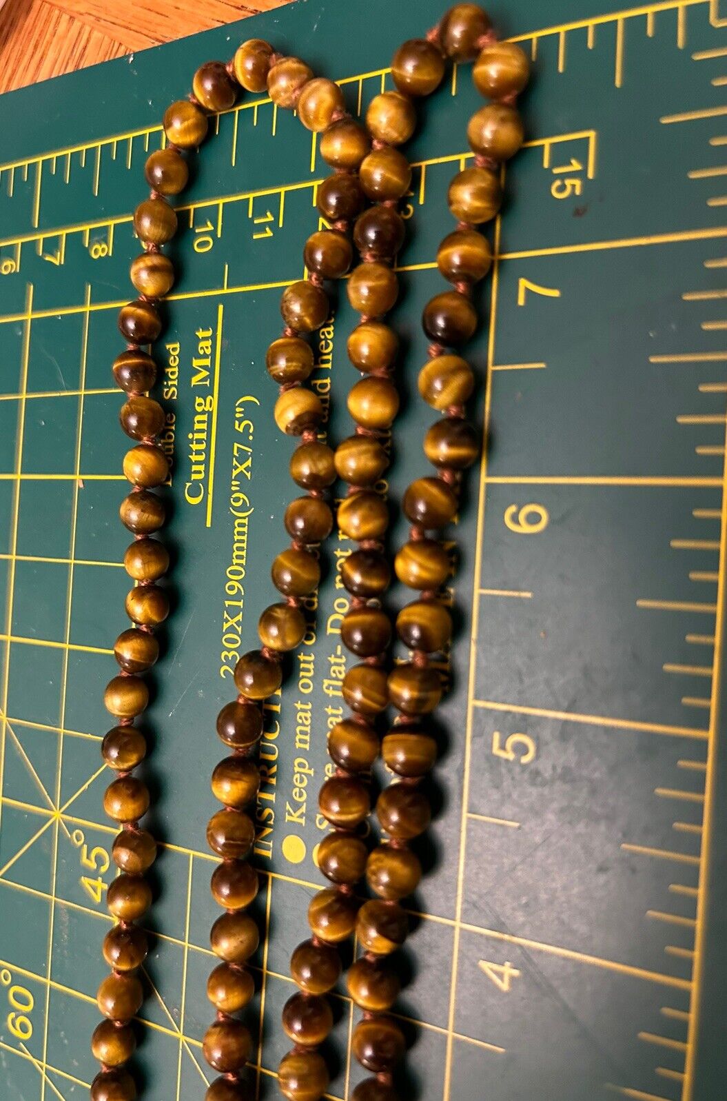 Antique Tigers Eye Bead Chinese Carved Geshia Beaded Necklace Semi precious - Vintage Jewelry Collective