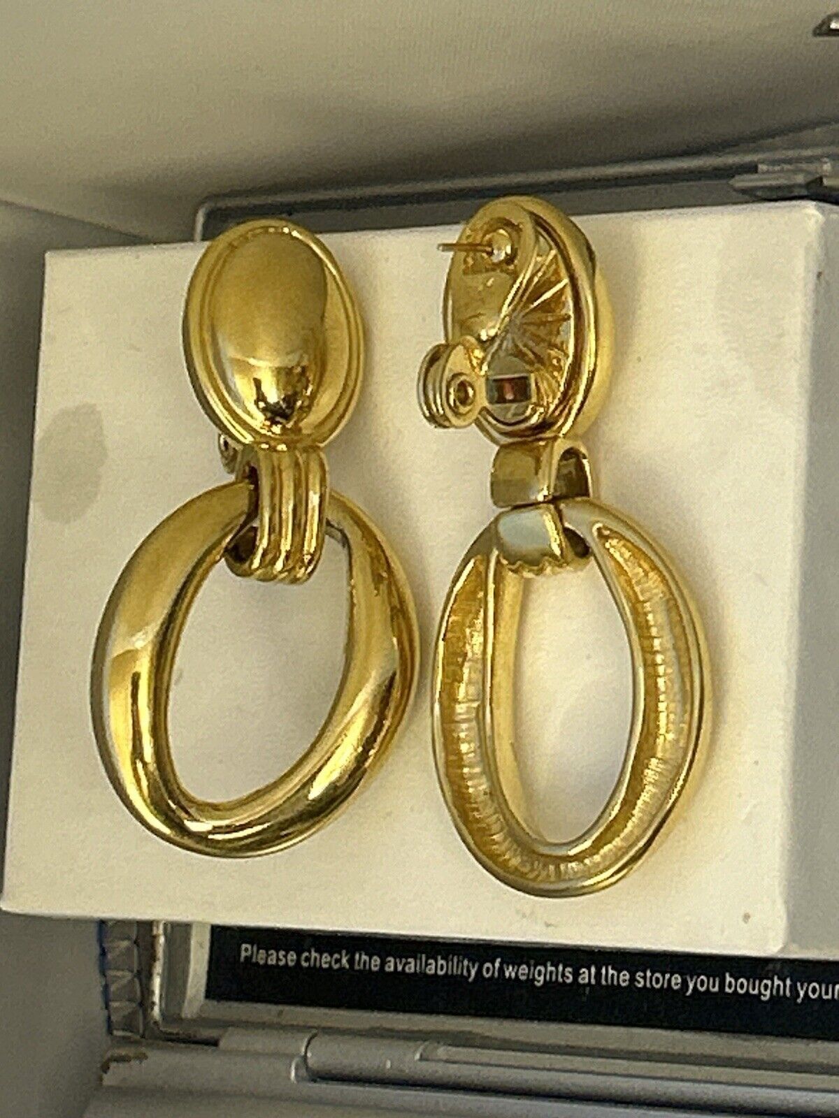 Vintage Yves Saint Laurent YSL Teardrop Hoop Earrings, Gold Plated Door Knockers - Vintage Jewelry Collective