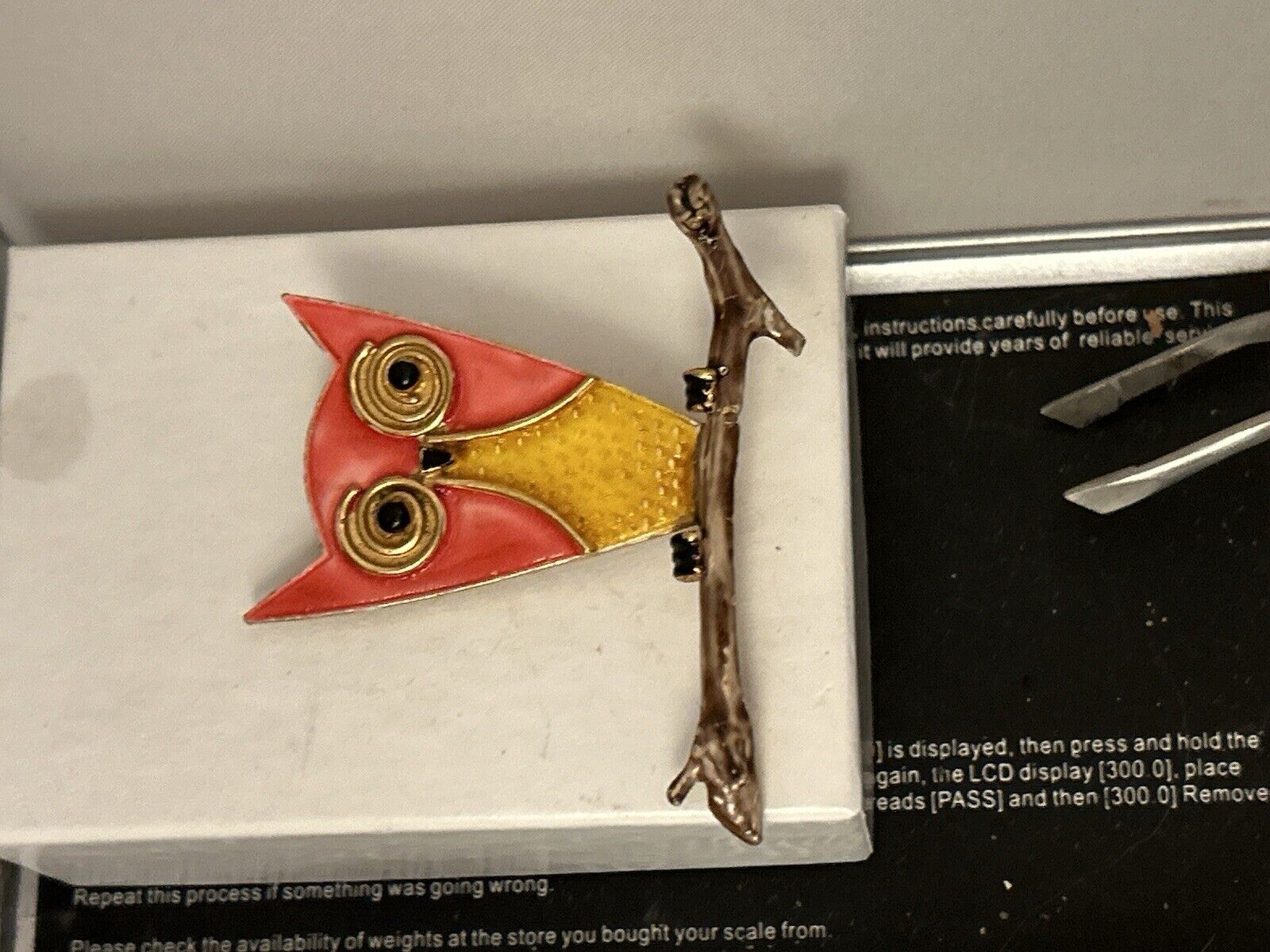 Vintage Accessocraft Enamel Owl Brooch Pin Figural Bird Vibrant Pink Yellow Uniq - Vintage Jewelry Collective