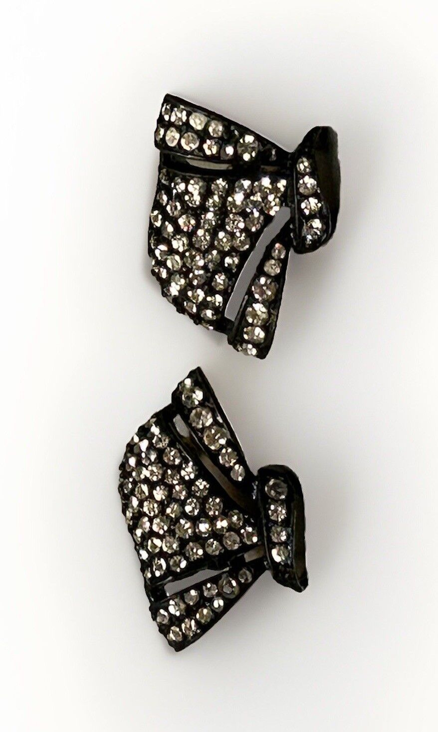 Vintage Vendome Black Earrings Rhinestone Crystal Unique Sparkling B&W MCM - Vintage Jewelry Collective