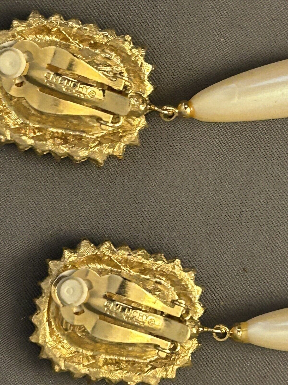 Vintage Givenchy Earrings 2”+ Drop Dangles Sapphire Pearl Rhinestone - Vintage Jewelry Collective