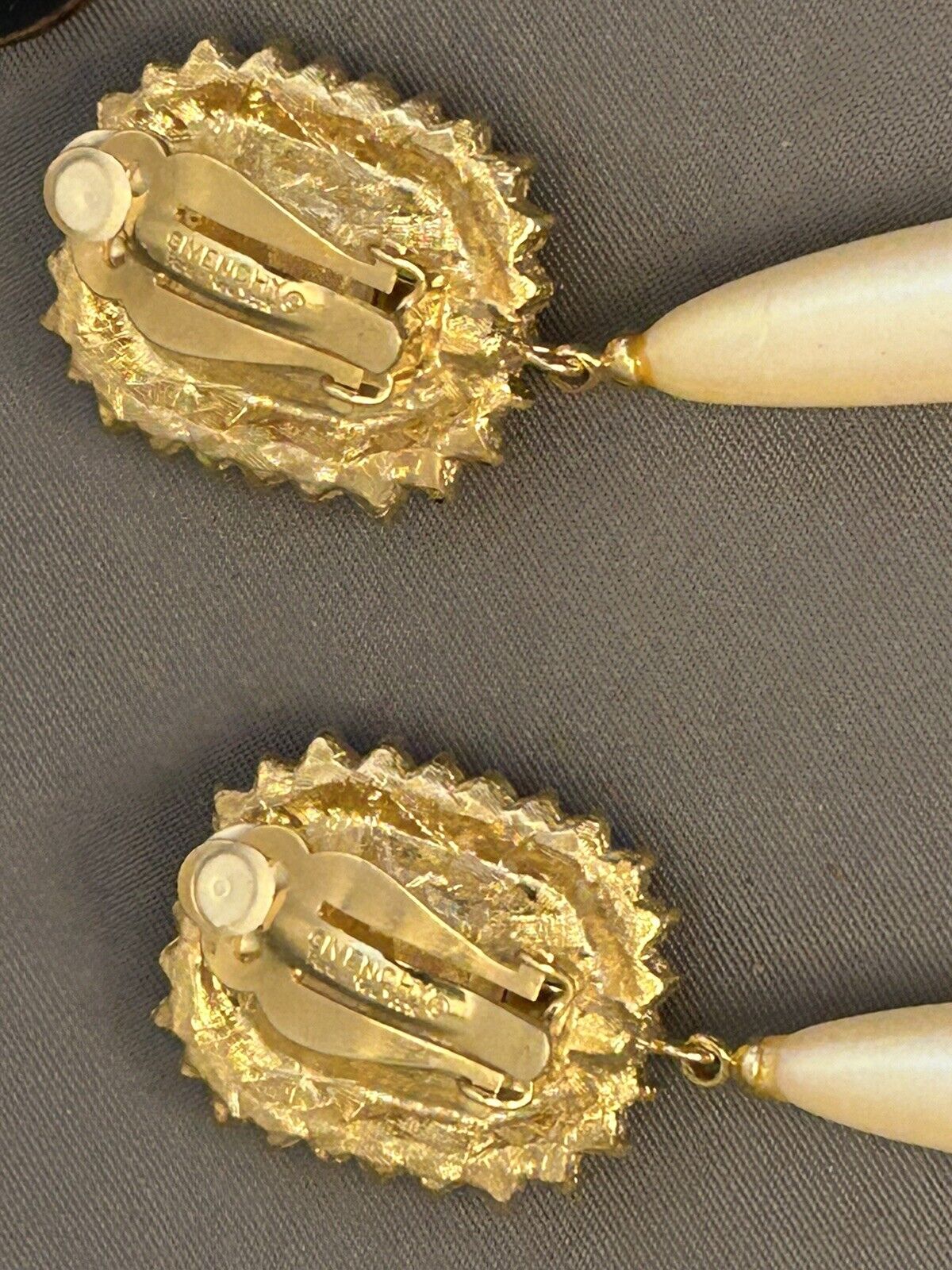 Vintage Givenchy Earrings 2”+ Drop Dangles Sapphire Pearl Rhinestone - Vintage Jewelry Collective