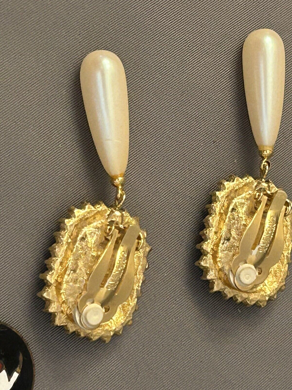 Vintage Givenchy Earrings 2”+ Drop Dangles Sapphire Pearl Rhinestone - Vintage Jewelry Collective