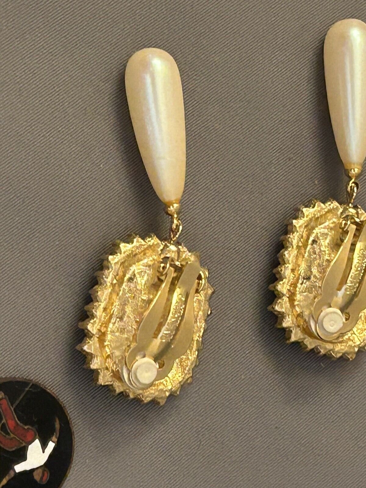 Vintage Givenchy Earrings 2”+ Drop Dangles Sapphire Pearl Rhinestone - Vintage Jewelry Collective