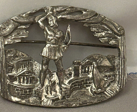 Vintage Greek Coro Brooch Figural “Colossus of Rhodes Pin GREECE” - Vintage Jewelry Collective