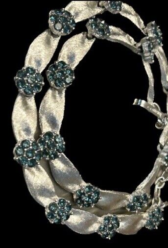 Vintage Trifari Sapphire Birthday Ribbon Blue Rhinestone Necklace 1950’s - Vintage Jewelry Collective