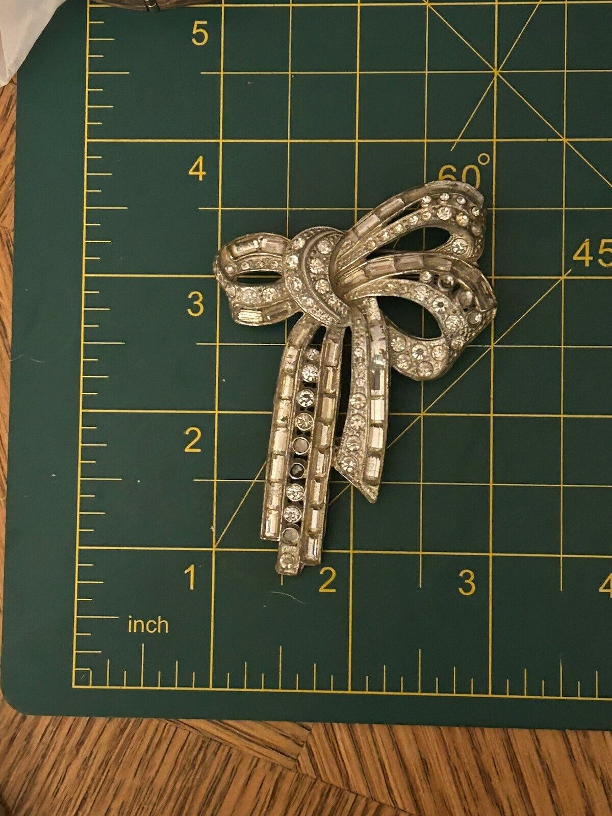 Vintage Paste Rhinestone Bow Pin Brooch Figural 1930s Large - Vintage Jewelry Collective