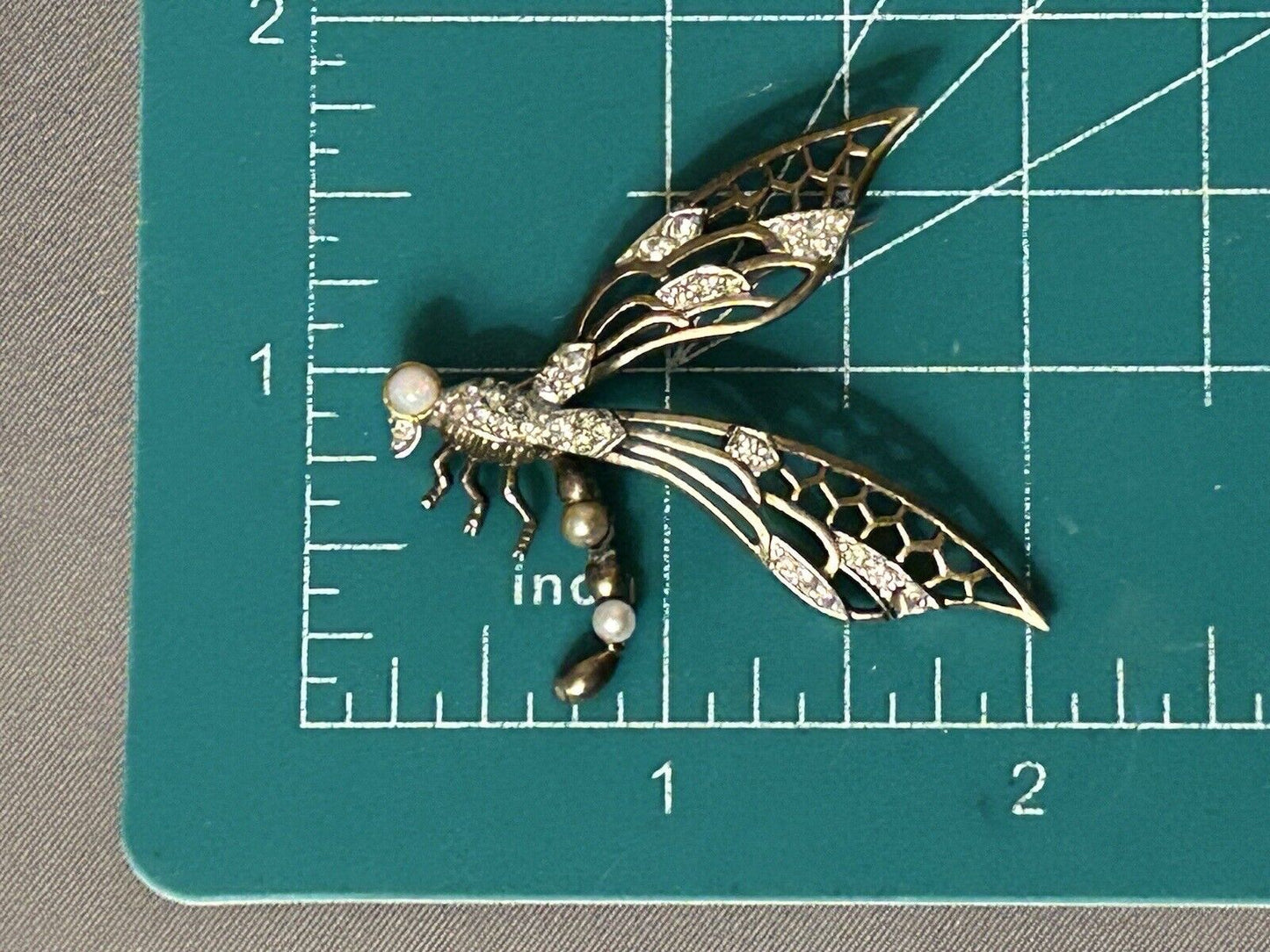 Vintage Rhinestone Marcel Boucher Brooch Dragon Fly Pin  Figural Insect 1940s - Vintage Jewelry Collective