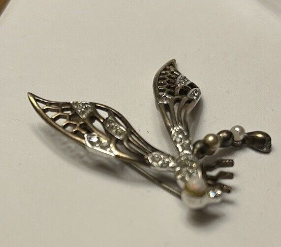 Vintage Rhinestone Marcel Boucher Brooch Dragon Fly Pin  Figural Insect 1940s - Vintage Jewelry Collective