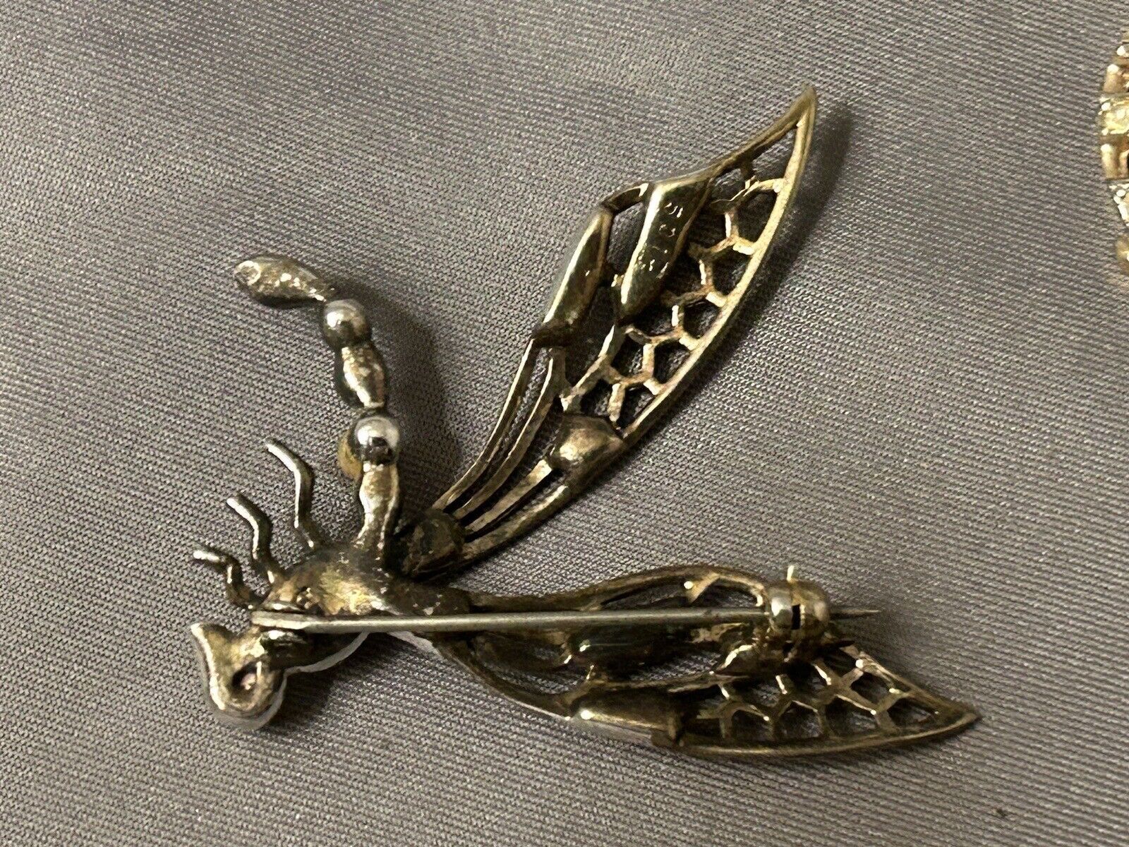 Vintage Rhinestone Marcel Boucher Brooch Dragon Fly Pin  Figural Insect 1940s - Vintage Jewelry Collective