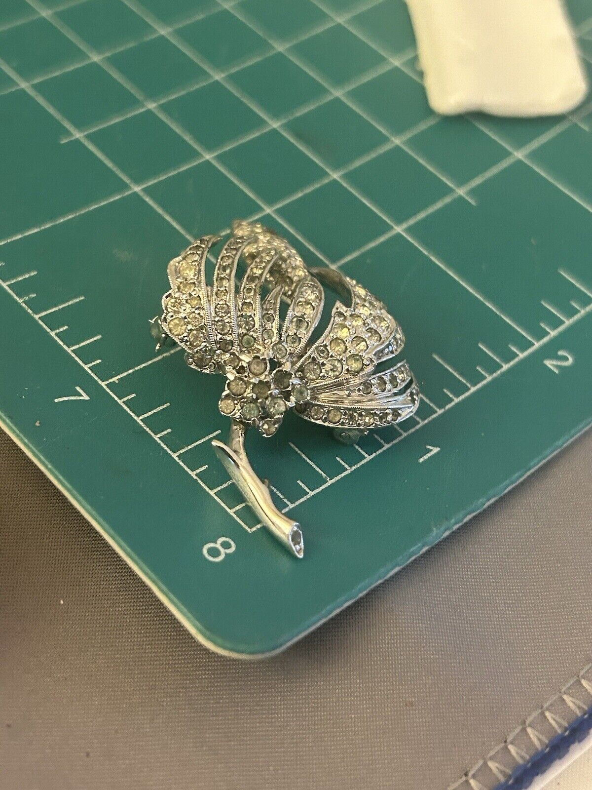 Vintage Rhinestone Flower Brooch Pin  Huge 3-D Figural 1930-40s - Vintage Jewelry Collective