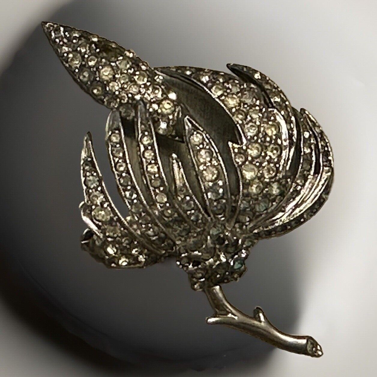 Vintage Rhinestone Flower Brooch Pin  Huge 3-D Figural 1930-40s - Vintage Jewelry Collective