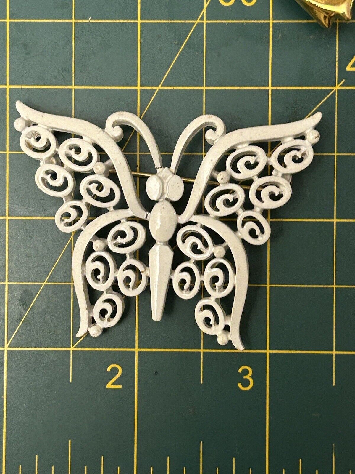 Vintage Crown Trifari Brooch Pin white enamel Butterfly Insect Brooch Figural - Vintage Jewelry Collective