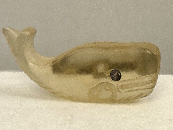 Early 1900s Carved Clear Lucite Whale Pin Brooch Sea Fish Vintage Plastics - Vintage Jewelry Collective