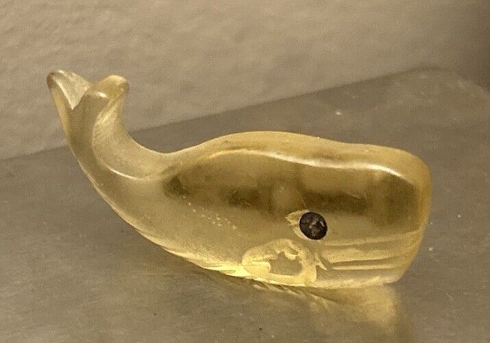 Early 1900s Carved Clear Lucite Whale Pin Brooch Sea Fish Vintage Plastics - Vintage Jewelry Collective