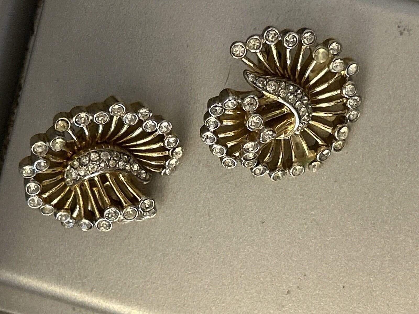 Rare Vintage Trifari Earrings Philippe Rhinestone Flower - Vintage Jewelry Collective