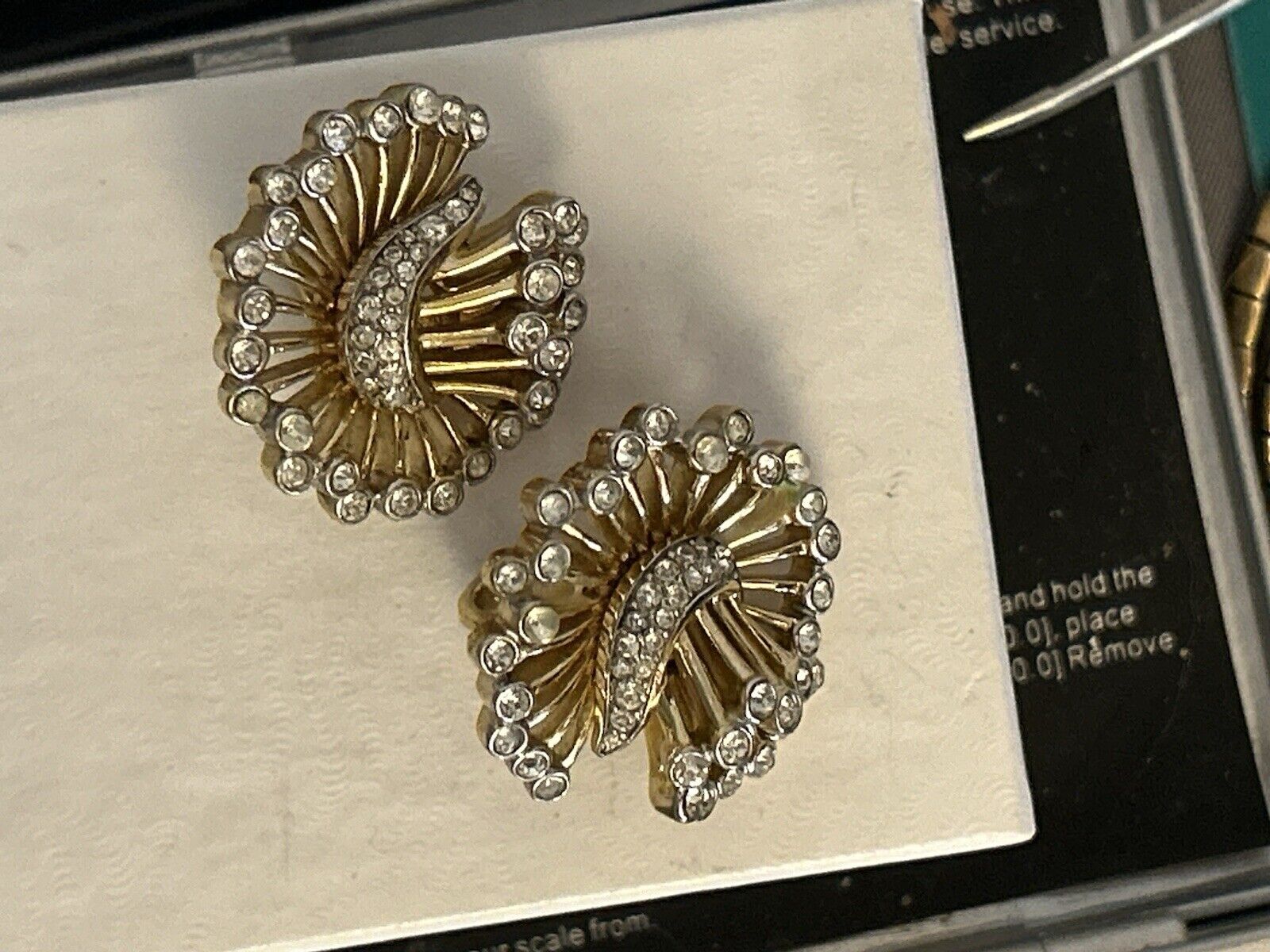 Rare Vintage Trifari Earrings Philippe Rhinestone Flower - Vintage Jewelry Collective