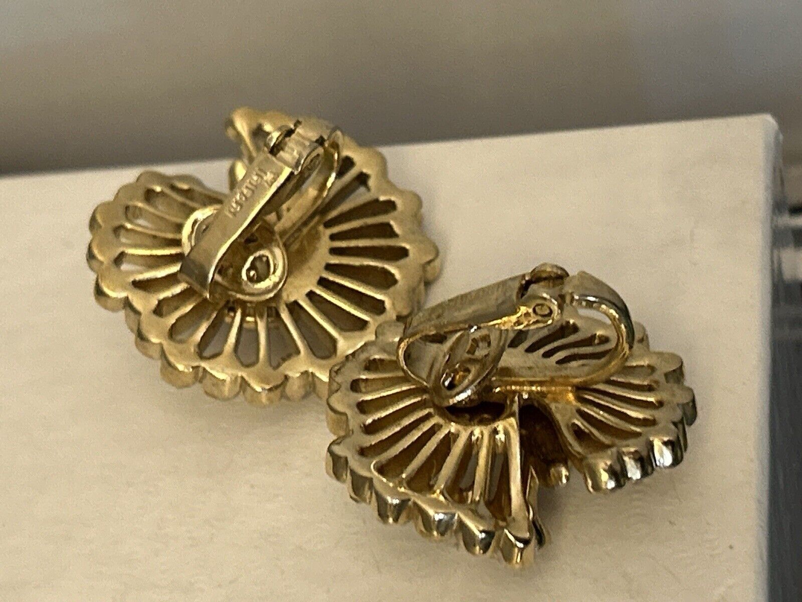 Rare Vintage Trifari Earrings Philippe Rhinestone Flower - Vintage Jewelry Collective