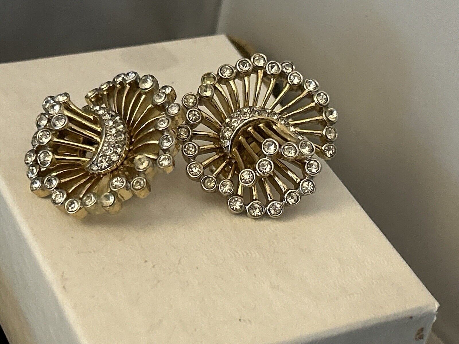 Rare Vintage Trifari Earrings Philippe Rhinestone Flower - Vintage Jewelry Collective