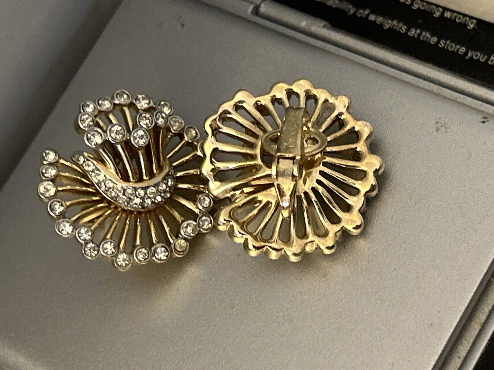 Rare Vintage Trifari Earrings Philippe Rhinestone Flower - Vintage Jewelry Collective