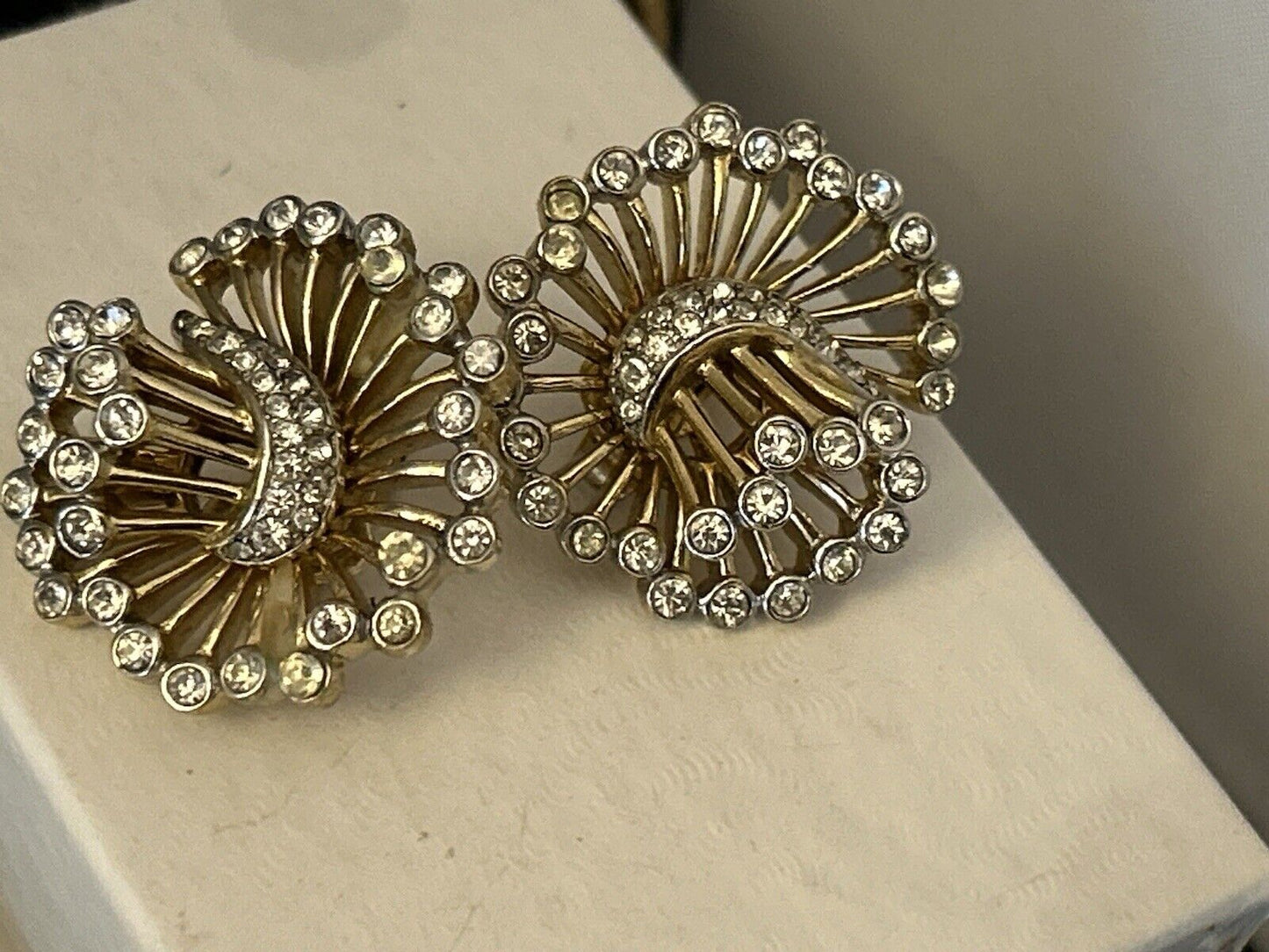 Rare Vintage Trifari Earrings Philippe Rhinestone Flower - Vintage Jewelry Collective